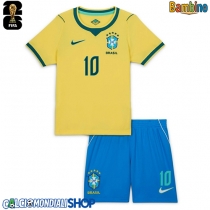 Maglie da calcio Brasile Vinicius Junior #10 Prima Maglia Bambino Mondiali 2026  Manica Corta (+ Pantaloni corti)